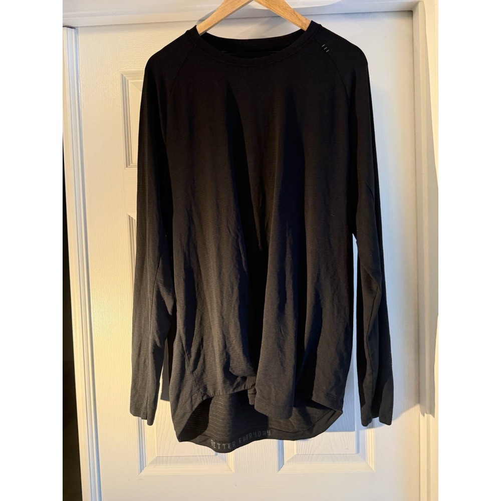 Lululemon Long Sleeve Top Womens Black Crew Neck Better Everyday High Low Hem